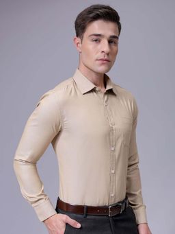 The Indian Garage Co - Men Slim Fit Solid Full Sleeves Cutaway Collar Formal Shirt