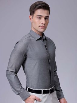 The Indian Garage Co - Men Slim Fit Self Design Full Sleeves Cutaway Collar Formal Shirt