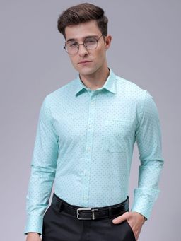 The Indian Garage Co - Men Slim Fit Ditsy Printed Full Sleeves Cutaway Collar Formal Shirt