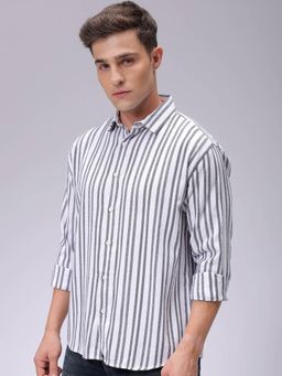 The Indian Garage Co - Men Stripes Full Sleeves Cutaway Collar Shirt