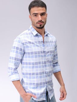 The Indian Garage Co - Men Slim Fit Checks Full Sleeves Cutaway Collar Casual Shirt