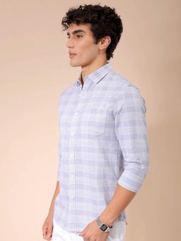The Indian Garage Co - Men Slim Fit Checks Full Sleeves Cutaway Collar Casual Shirt
