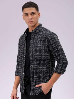 The Indian Garage Co - Men Slim Fit Checks Full Sleeves Cutaway Collar Casual Shirt