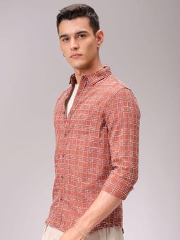 The Indian Garage Co - Men Slim Fit Checks Full Sleeves Cutaway Collar Casual Shirt