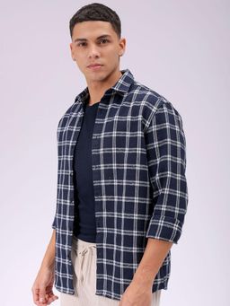The Indian Garage Co - Men Regular Fit Checks Full Sleeves Cutaway Collar Shirt