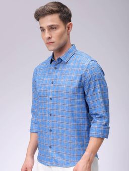 The Indian Garage Co - Men Slim Fit Checks Full Sleeves Cutaway Collar Casual Shirt