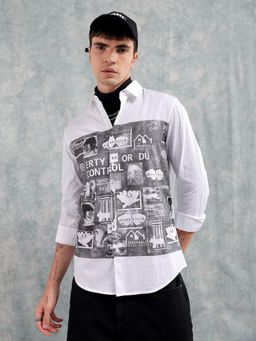 The Indian Garage Co - Men Slim Fit Graphic Print Full Sleeves Cutaway Collar Casual Shirt