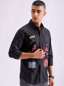 The Indian Garage Co - Men Slim Fit Graphic Print Full Sleeves Cutaway Collar Casual Shirt