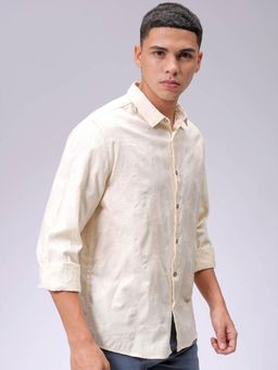 The Indian Garage Co - Men Regular Fit Self Design Full Sleeves Cutaway Collar Shirt