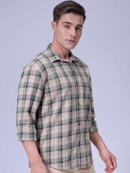 The Indian Garage Co - Men Checks Full Sleeves Cutaway Collar Shirt