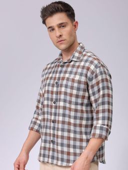 The Indian Garage Co - Men Checks Full Sleeves Cutaway Collar Shirt