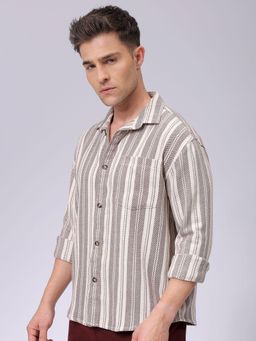 The Indian Garage Co - Men Stripes Full Sleeves Cutaway Collar Shirt