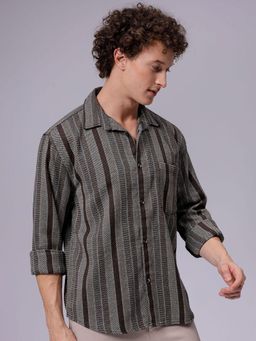 The Indian Garage Co - Men Stripes Full Sleeves Cutaway Collar Shirt