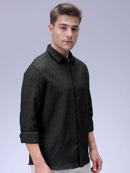 The Indian Garage Co - Men Stripes Full Sleeves Cuban Collar Shirt