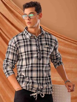 The Indian Garage Co - Men Regular Fit Checks Full Sleeves Cutaway Collar Shirt