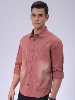 The Indian Garage Co - Men Regular Fit Vintage Full Sleeves Cutaway Collar Shirt