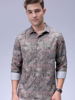 The Indian Garage Co - Men Regular Fit Printed Full Sleeves Cutaway Collar Shirt