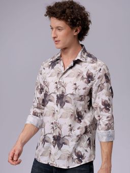 The Indian Garage Co - Men Regular Fit Floral Printed Full Sleeves Collar Shirt
