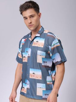 The Indian Garage Co - Men Photo Print Half Sleeves Cuban Collar Shirt