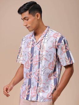 The Indian Garage Co - Men Sketch Art Half Sleeves Cuban Collar Shirt