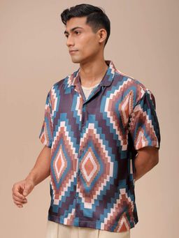 The Indian Garage Co - Men Indie Printed Half Sleeves Cuban Collar Shirt