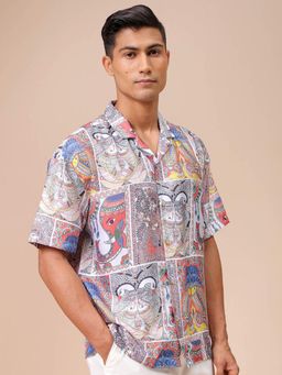 The Indian Garage Co - Men Indie Printed Half Sleeves Cuban Collar Shirt