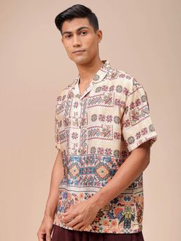 The Indian Garage Co - Men Indie Printed Half Sleeves Cuban Collar Shirt