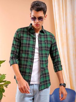 The Indian Garage Co - Men Slim Fit Checks Full Sleeves Cutaway Collar Casual Shirt