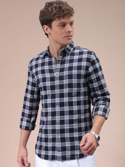 The Indian Garage Co - Men Slim Fit Checks Full Sleeves Cutaway Collar Casual Shirt