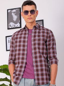 The Indian Garage Co - Men Slim Fit Checks Full Sleeves Cutaway Collar Casual Shirt