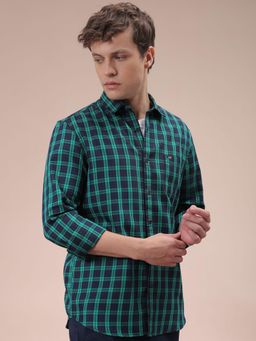 The Indian Garage Co - Men Slim Fit Checks Full Sleeves Cutaway Collar Casual Shirt