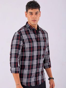 The Indian Garage Co - Men Slim Fit Checks Full Sleeves Cutaway Collar Casual Shirt