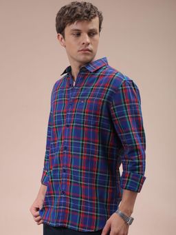 The Indian Garage Co - Men Slim Fit Checks Full Sleeves Cutaway Collar Casual Shirt