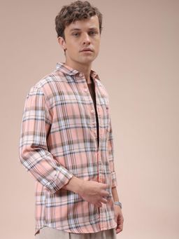 The Indian Garage Co - Men Slim Fit Checks Full Sleeves Cutaway Collar Casual Shirt