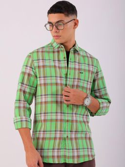 The Indian Garage Co - Men Slim Fit Checks Full Sleeves Cutaway Collar Casual Shirt