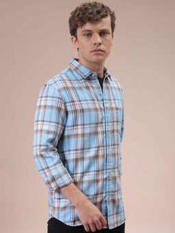 The Indian Garage Co - Men Slim Fit Checks Full Sleeves Cutaway Collar Casual Shirt