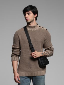 Jack & Jones - Beige Slim Fit Pull On Sweater
