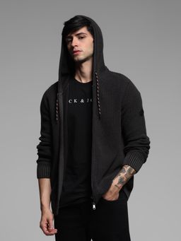 Jack & Jones - Black Slim Fit Hooded Sweatshirt