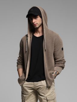 Jack & Jones - Beige Slim Fit Hooded Sweatshirt