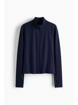 H&M - Women Navy Blue Zip-Through Sports Jacket with Soft Move