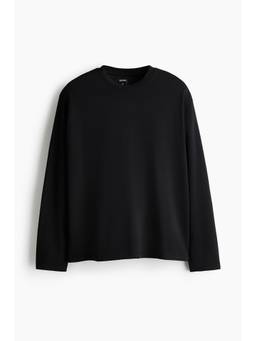 H&M - Men Black Cooling Relaxed Fit Long-Sleeved T-Shirt
