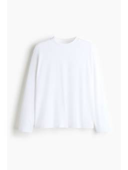 H&M - Men White Cooling Relaxed Fit Long-Sleeved T-Shirt