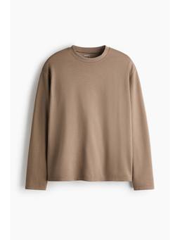 H&M - Men Beige Cooling Relaxed Fit Long-Sleeved T-Shirt