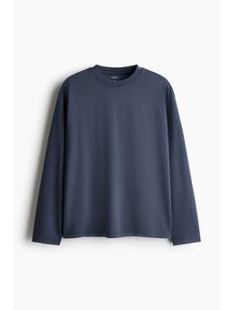H&M - Men Blue Cooling Relaxed Fit Long-Sleeved T-Shirt