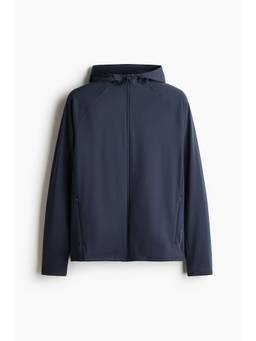 H&M - Men Navy Blue Warming Sports Zip-Through Hooded Jacket with Thermometer
