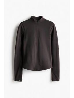H&M - Women Brown Warming Zip-Top Sports Top with Soft Move