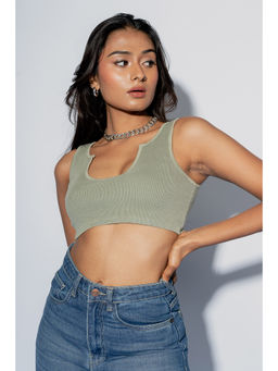 FREAKINS - Sage Green Crop Top