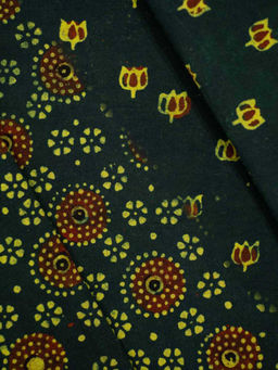 NAVYAS FASHION - Navy Blue Cotton Block Printed Unstitched Kurta and Bottom (Set of 2)