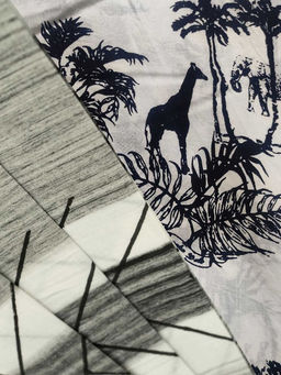 NAVYAS FASHION - Multi-Color Cotton Block Printed Unstitched Kurta and Bottom (Set of 2)