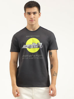 United Colors of Benetton - Relaxed Fit Round Neck Black Typography T-Shirt